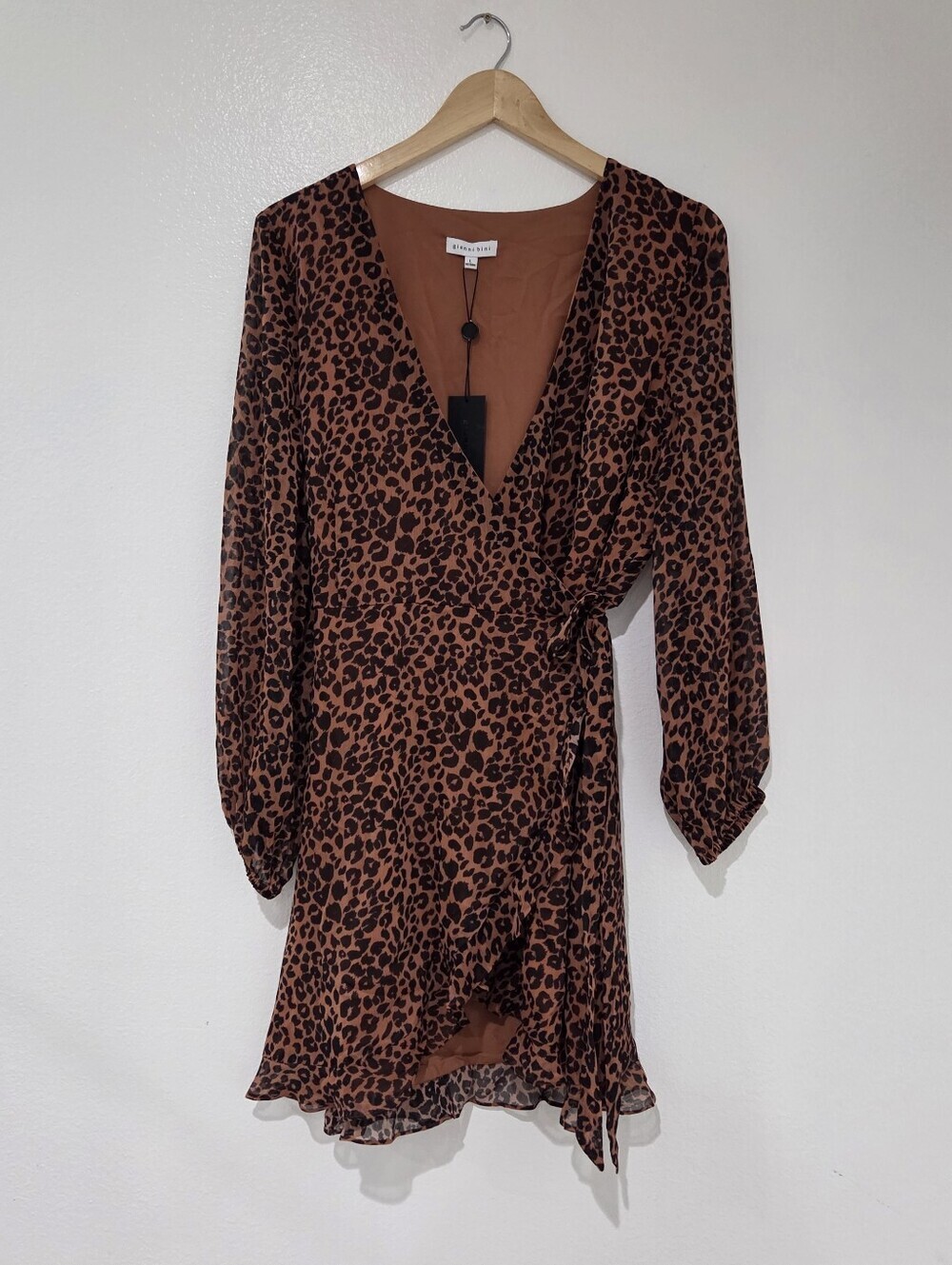 Gianni Bini Avery Leopard Long Sleeve Wrap Dress - Picture 2 of 7